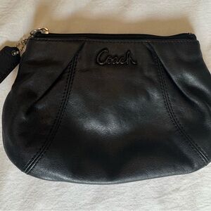 Coach Black Leather Clutch with Gold Hardware